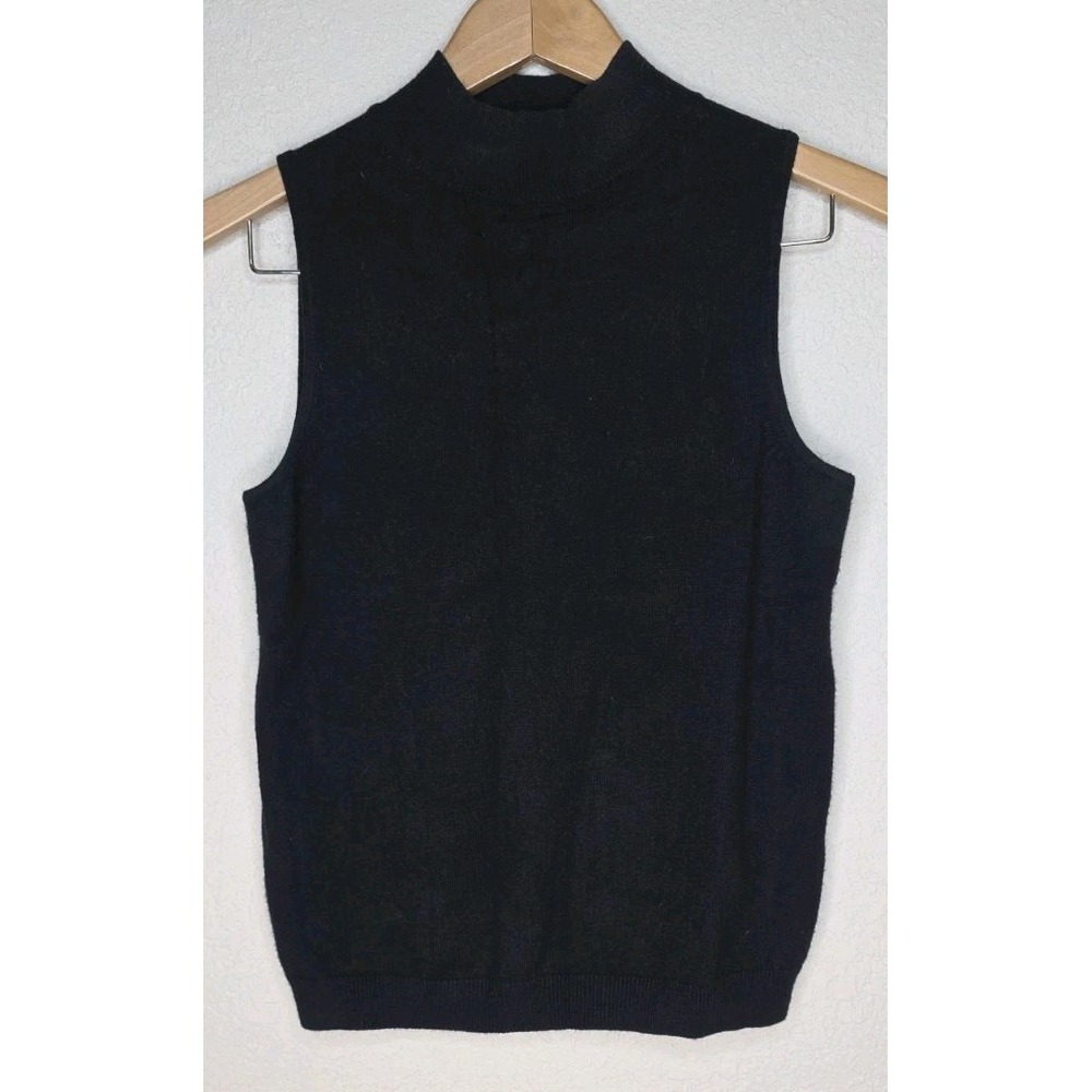 Anthropologie Mock Neck Sweater Vest Career Casual Sleeveless Woman XS Black